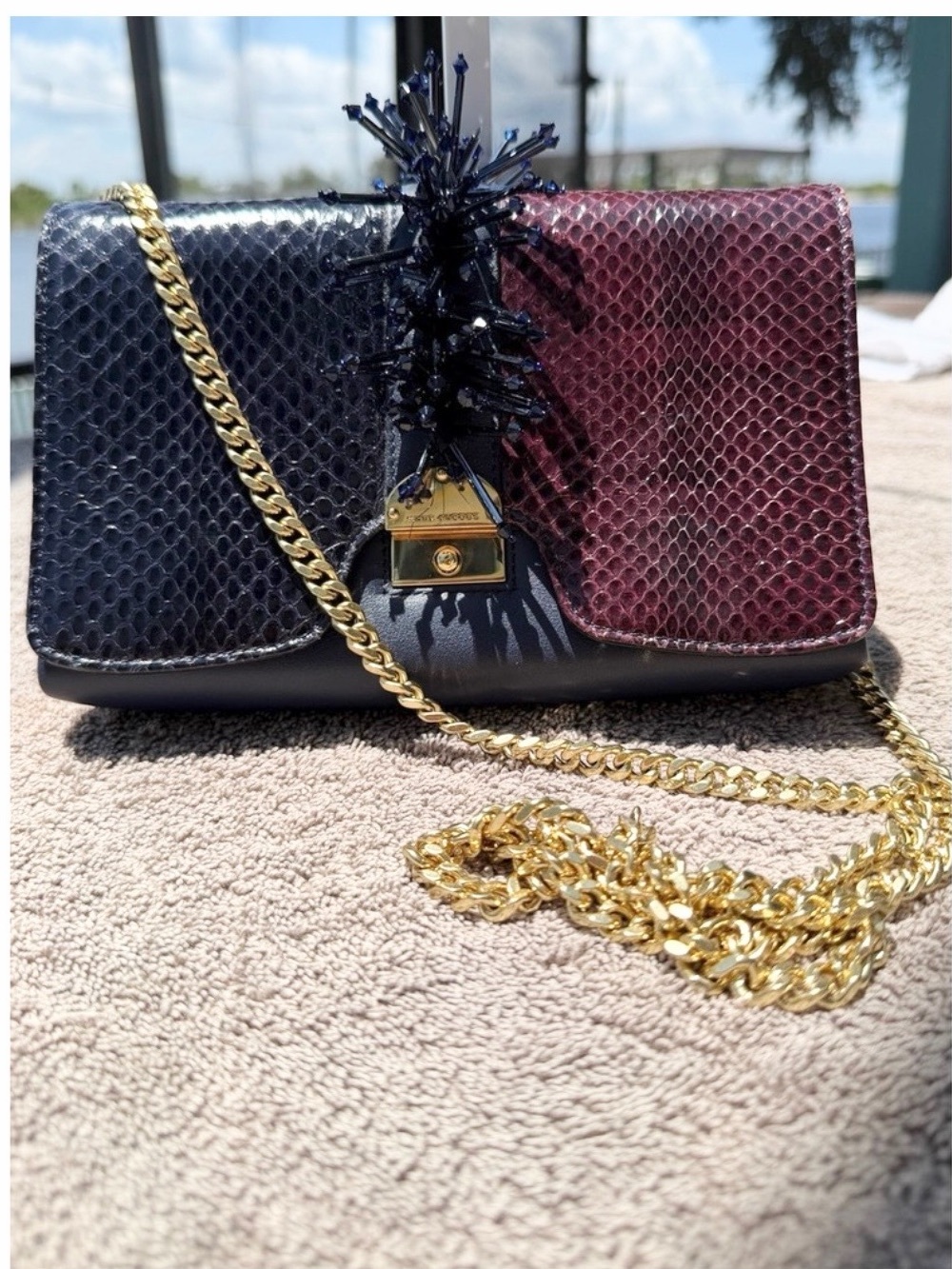 Marc Jacobs Genuine Python Cliky Embellished Shoulder Bag Crossbody